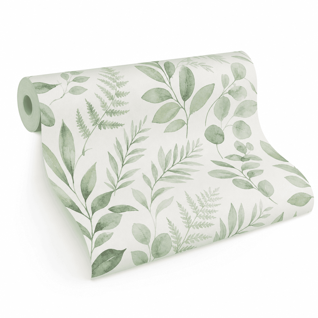Обои флизелиновые Botanical Leaf, зелёные 1.06 м